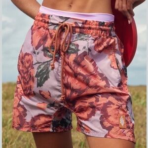 Free People Movement The Switchback Shorts Floral print Nylon drawstring Sz S